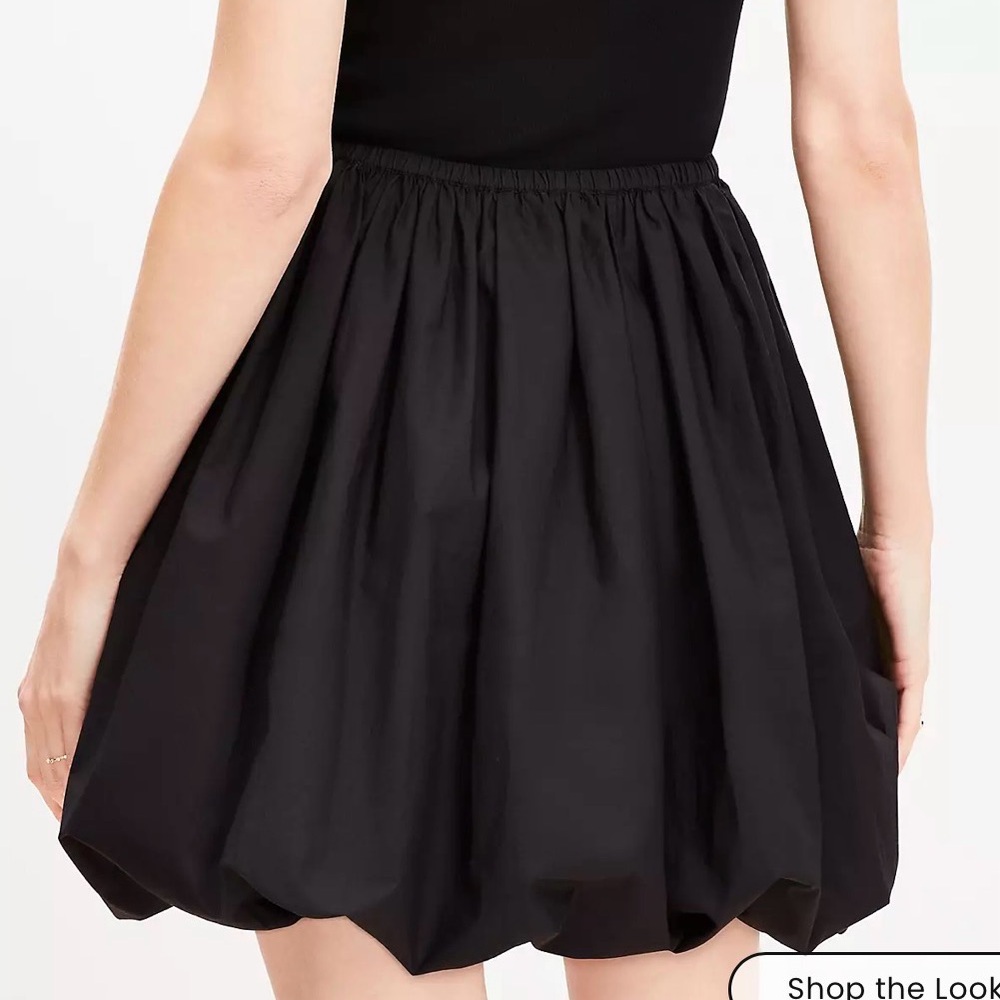 NEW Black LOFT Poplin Ruched Bubble Mini Skirt Small New With Tag